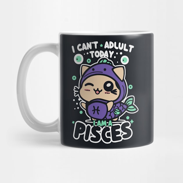 I can't adult today, I am a Pisces - Funny Zodiac Sign by LittleAna